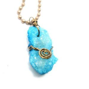 Blue druzy crystal Necklace